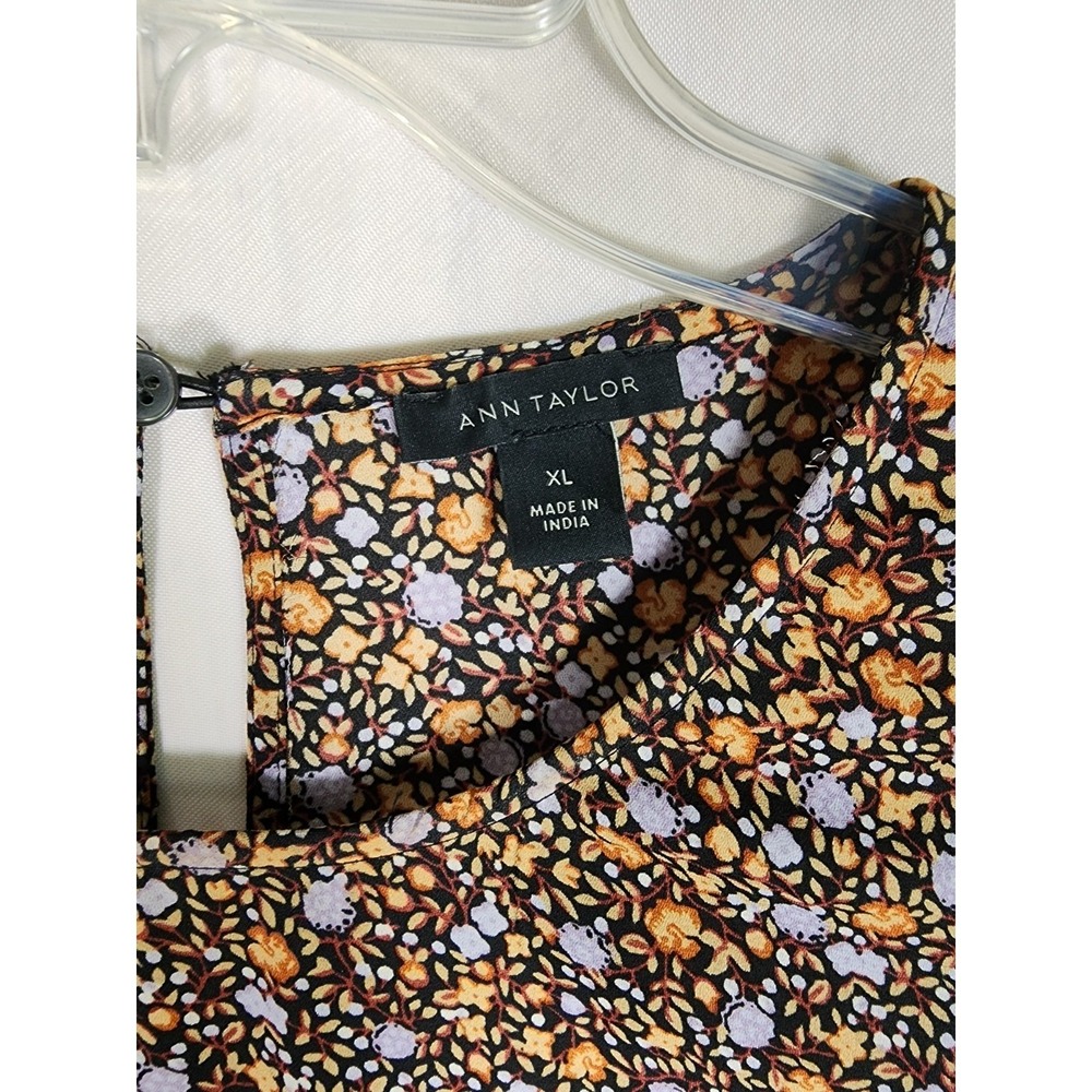 Ann Taylor XL Floral Peplum Blouse Long Sleeve Boho Cottagecore Top Prairie Chic - Picture 3 of 6